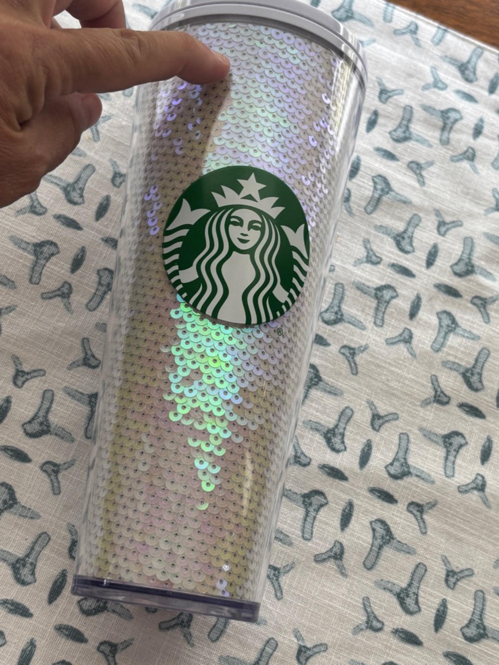 Starbucks Iridescent Sequin Tumbler with Green Logo